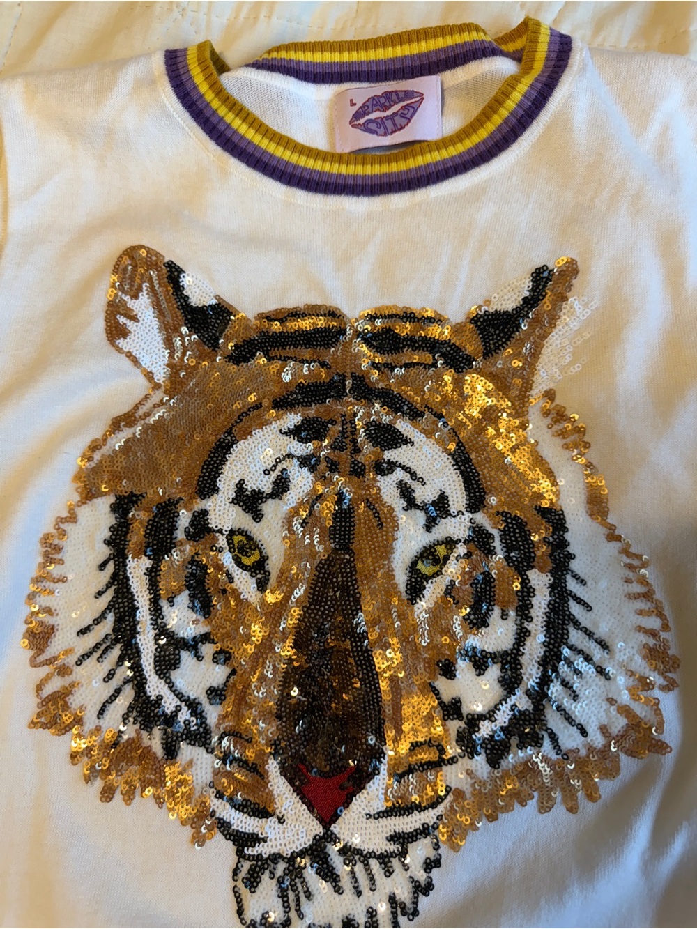 Medium White Sequin Tiger Top